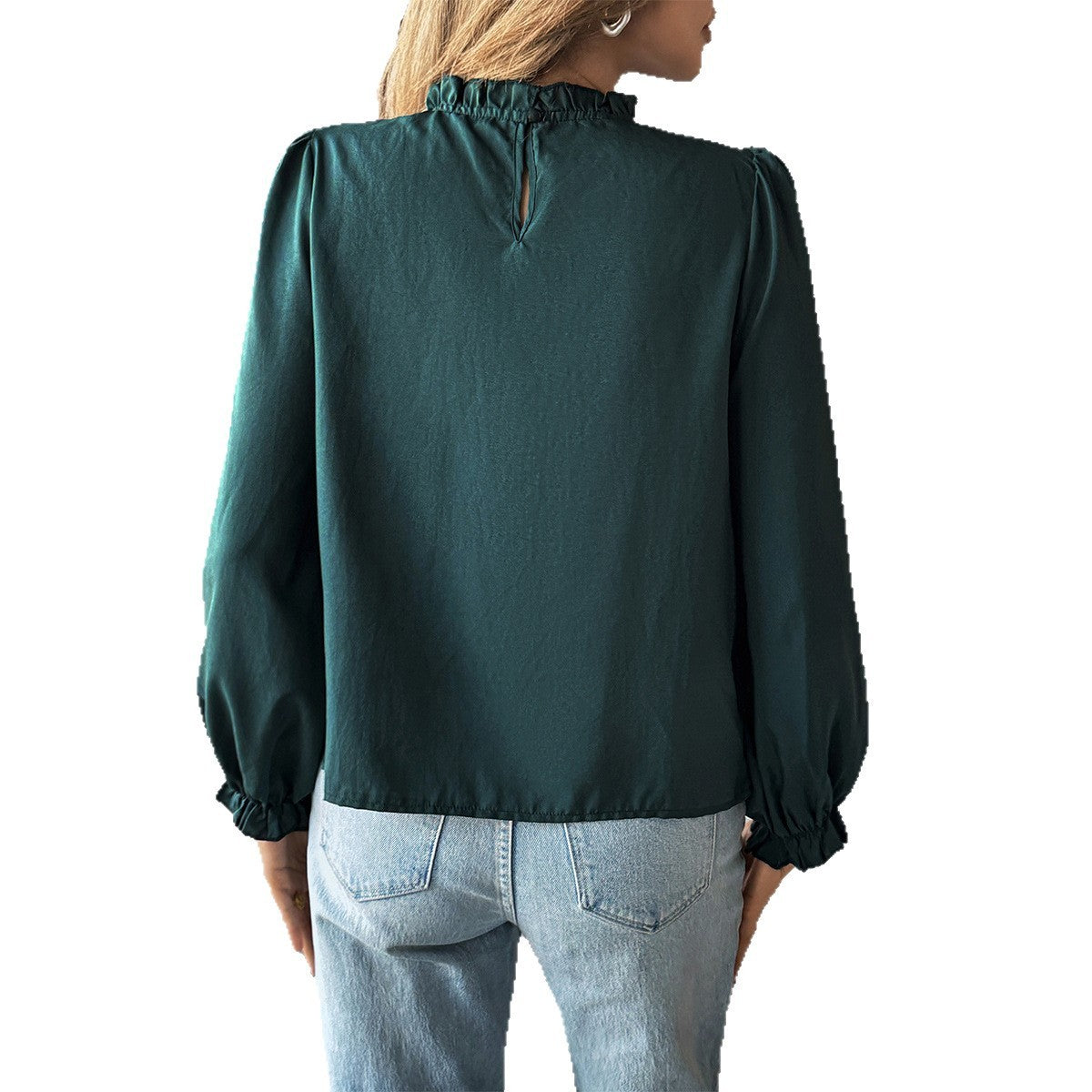 European And American Leisure Simple Style Long Sleeve Solid Color Stringy Selvedge Shirt